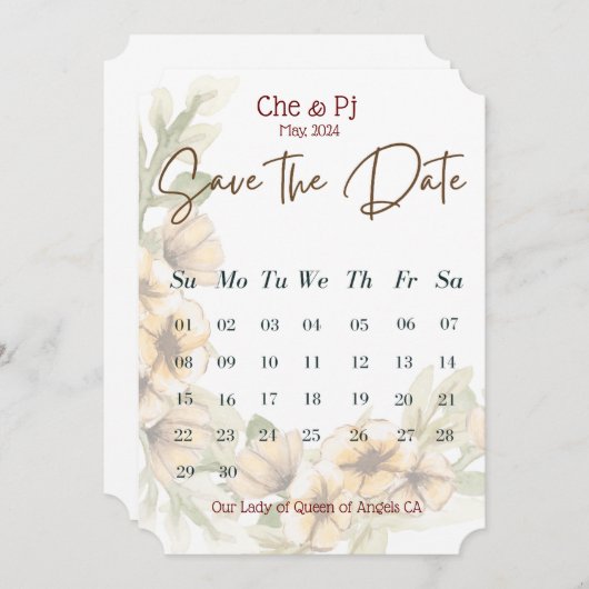 Bloemenkalender Sla de datum op Kaart (Voorkant / Achterkant)