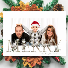 Bloemenkalfabet VROLIJKE Kerstfoto Feestdagenkaart