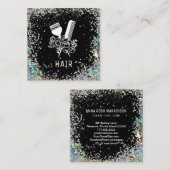 *~* Bloemenkam Bloemen Borstel Glitter AP6 Vierkante Visitekaartje (Voorkant / Achterkant)