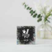 *~* Bloemenkam Bloemen Borstel Glitter AP6 Vierkante Visitekaartje (Staand voorkant)