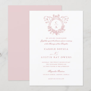  Bloemenkam Blush Bow Ribbon Wedding Kaart
