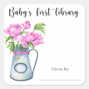 Bloemenkan - baby's eerste bibliotheek vierkante sticker