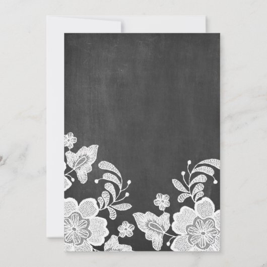 Bloemenkant | Chalkboard Sweet Sixteen Uitnodiging (Achterkant)