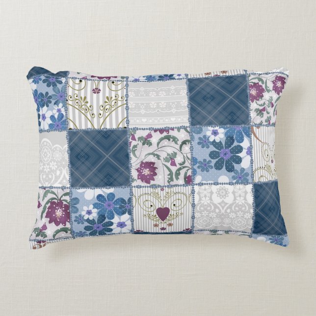 Bloemenkant: Patchwork naadloze achtergrond. Accent Kussen (Voorkant)