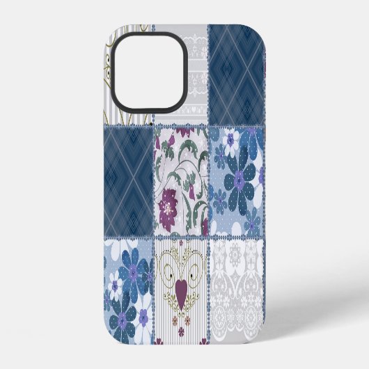 Bloemenkant: Patchwork naadloze achtergrond. iPhone Hoesje (Achterkant)