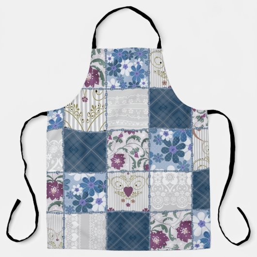 Bloemenkant: Patchwork naadloze achtergrond. Schort (Voorkant)