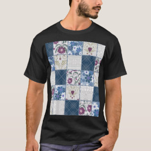 Bloemenkant: Patchwork naadloze achtergrond. T-shirt