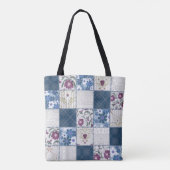 Bloemenkant: Patchwork naadloze achtergrond. Tote Bag (Achterkant)