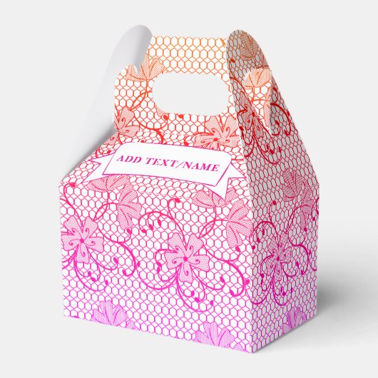 Bloemenkant Patroon Roze en Sinaasappel Custom Bedankdoosjes (Achterkant)