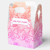 Bloemenkant Patroon Roze en Sinaasappel Custom Bedankdoosjes (Geopend)