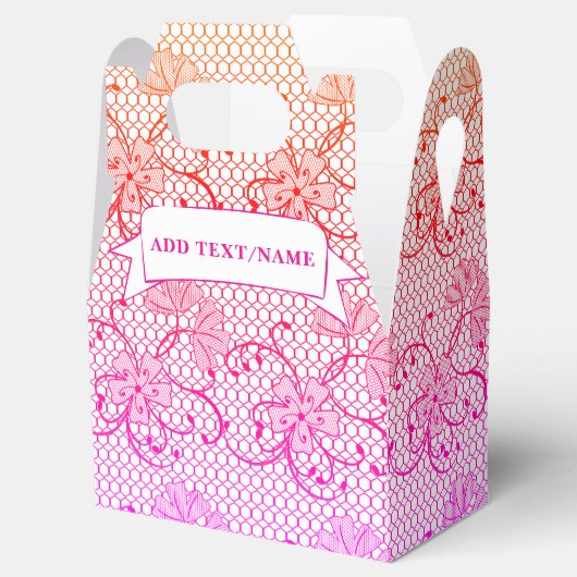 Bloemenkant Patroon Roze en Sinaasappel Custom Bedankdoosjes (Geopend)