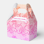 Bloemenkant Patroon Roze en Sinaasappel Custom Bedankdoosjes (Voorkant Zijde)