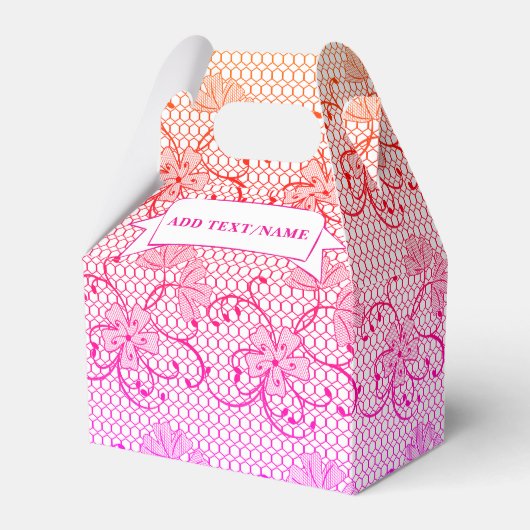 Bloemenkant Patroon Roze en Sinaasappel Custom Bedankdoosjes (Voorkant Zijde)