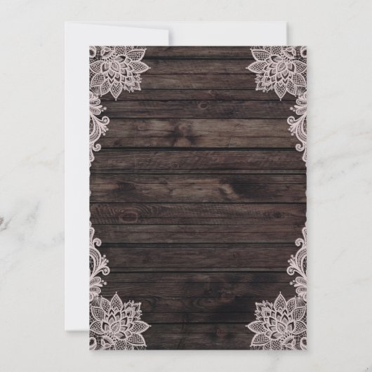  Bloemenkant Rustiek Hout Elegante Huwelijk Kaart (Achterkant)