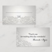 Bloemenkant Zilver Grijs Place Card Plaatskaartje (Voorkant / Achterkant)