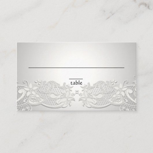 Bloemenkant Zilver Grijs Place Card Plaatskaartje (Voorkant)