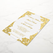 Bloemenkantbruiloft Echte Gouden Folie Folie Uitnodiging (Gedraaid)