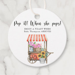 Bloemenkar baby shower - Laat het knallen! Als ze Bedankjes Labels