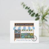 Bloemenkar Boeren Markt Baby Blauwe Luier Raffle Informatiekaartje (Staand voorkant)