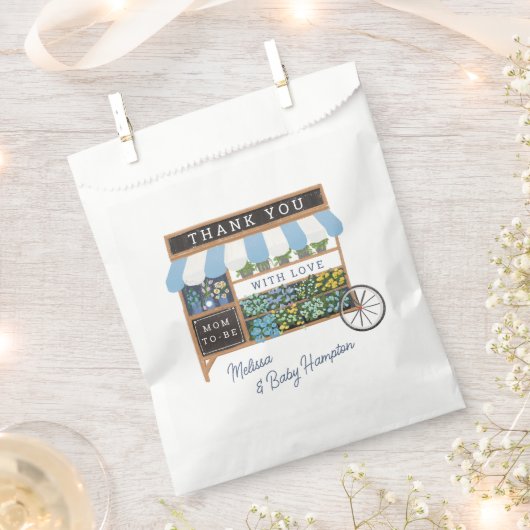 Bloemenkar Boeren Markt Blauw Baby shower Bedankzakje (Geknipt)