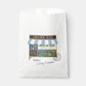 Bloemenkar Boeren Markt Blauw Baby shower Bedankzakje (Voorkant)