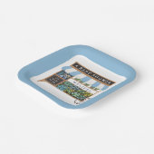 Bloemenkar Boeren Markt Blauw Baby shower Papieren Bordje (Gebogen)