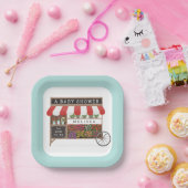 Bloemenkar Boeren Markt Rood Baby shower Papieren Bordje (Feest)