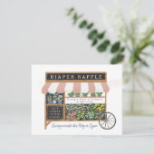 Bloemenkar Boeren Markt Roze Baby Luier Raffle Informatiekaartje (Staand voorkant)