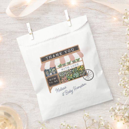 Bloemenkar Boeren Markt Roze Baby shower Bedankzakje (Geknipt)