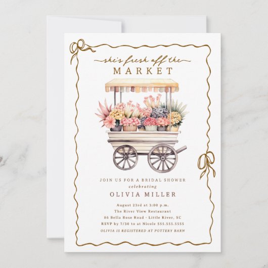 Bloemenkar Bruids Douche Uitnodiging (Voorkant)