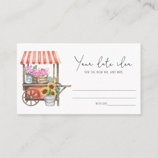 Bloemenkar - Datum nacht ideeën \ Datum pot Informatiekaartje (Voorkant)