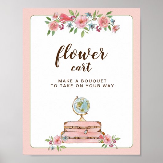 Bloemenkar signeert Reis Bruids douche teken Poster (Voorkant)