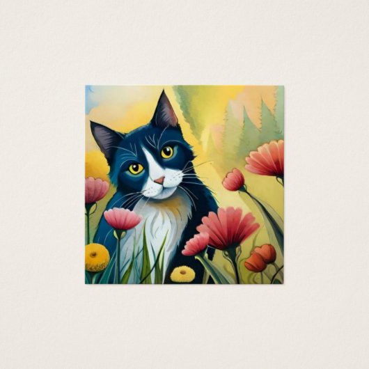 Bloemenkater Vierkante Visitekaartjes (Voorkant)