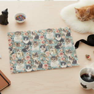  bloemenkattenbloempatroon tissuepapier