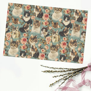 bloemenkattenbloempatroon tissuepapier