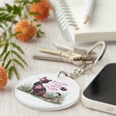 Bloemenkattenliefhebber: gewoon een meisje dat van sleutelhanger (Voorkant Rechts)