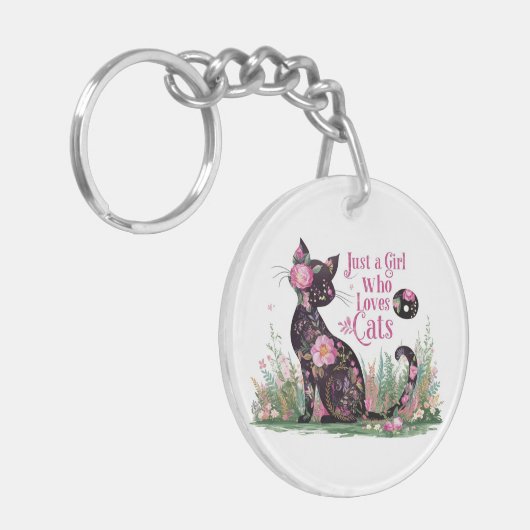 Bloemenkattenliefhebber: gewoon een meisje dat van sleutelhanger (Voorkant Links)