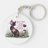 Bloemenkattenliefhebber: gewoon een meisje dat van sleutelhanger (Achterkant)