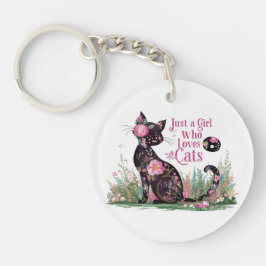 Bloemenkattenliefhebber: gewoon een meisje dat van sleutelhanger