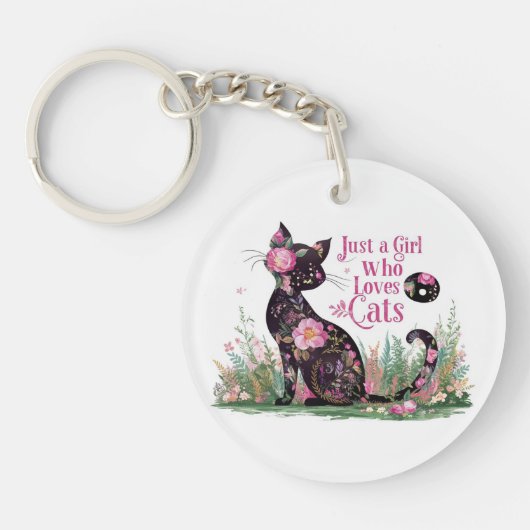 Bloemenkattenliefhebber: gewoon een meisje dat van sleutelhanger (Voorkant)