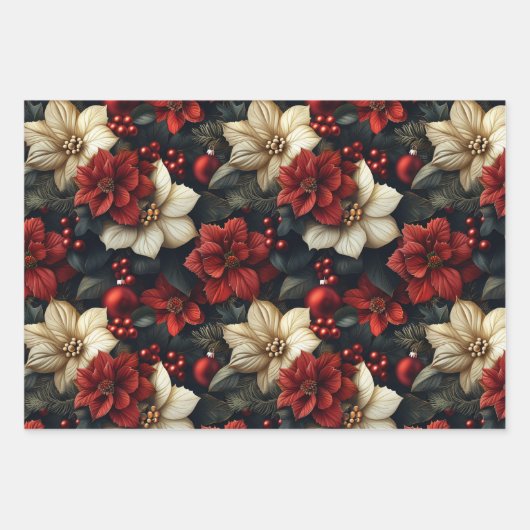  bloemenkerst inpakpapier vel (Voorkant 2)