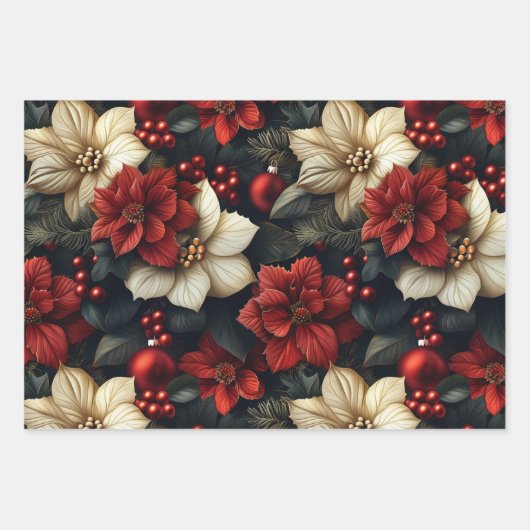  bloemenkerst inpakpapier vel (Voorkant)