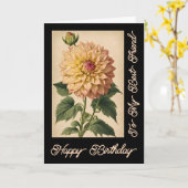  Bloemenklassieker Wit Dahlia Zwart Verjaardag Kaart (Gele Bloem)