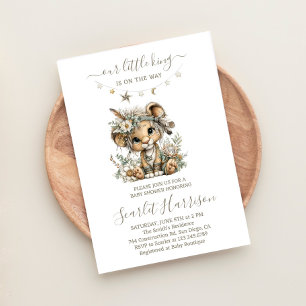 Bloemenkleuren leeuwenkoning jongen Baby Shower Ui Kaart