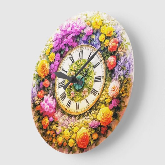 Bloemenklok - Wandkunst Bloemendecor Grote Klok (Hoek)