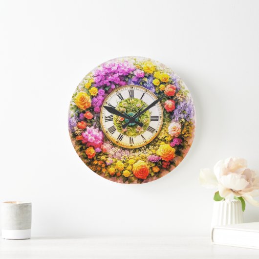 Bloemenklok - Wandkunst Bloemendecor Grote Klok (Huis)