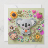 Bloemenkoala met een hart feestdagenkaart (Voorkant)