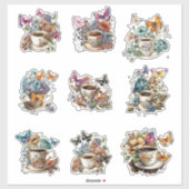 Bloemenkoffie met vlinder sticker (Vel)