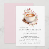 Bloemenkoffie | Schattige Meisje Roze Verjaardagsb Kaart (Voorkant / Achterkant)