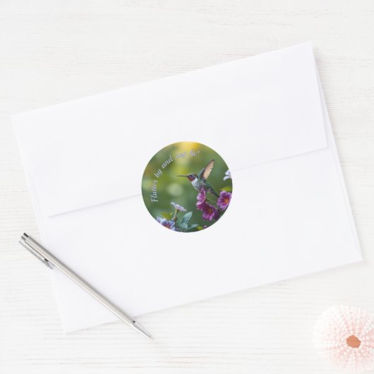 Bloemenkolibrie Ronde Sticker (Envelop)